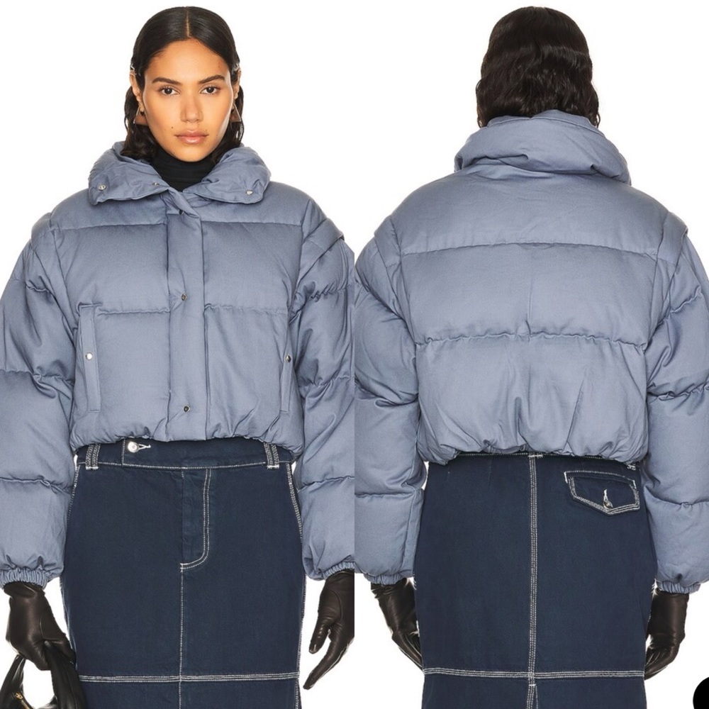 Helsa Chino Cropped Puffer in blue grey size XS/S